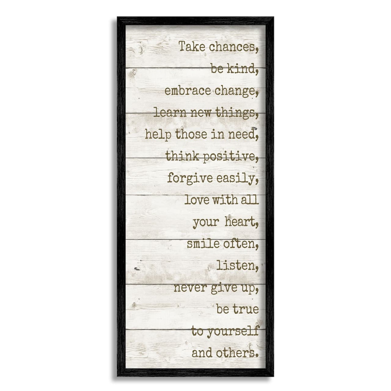 Stupell Industries Take Chances Family Home Inspirational Word Textured Wood Design Framed Wall Art